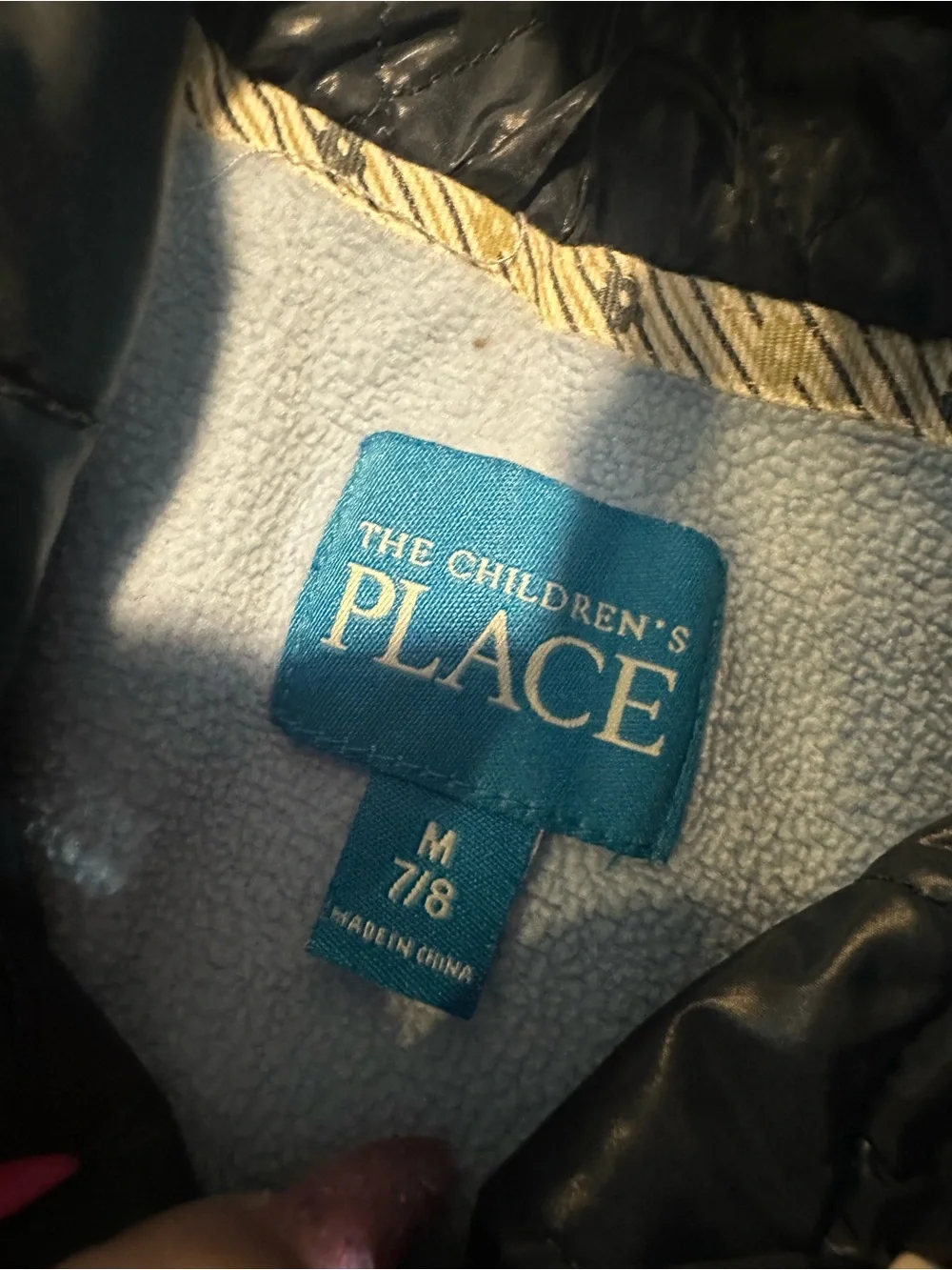 The Children's Place Black Quilted Jacket with Light Blue Lining